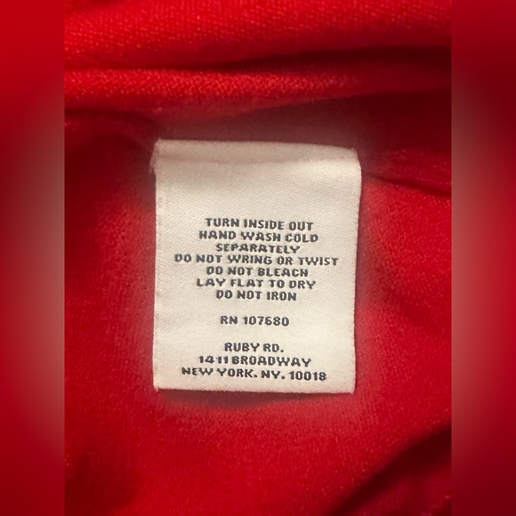 GUC Ruby Rd. Womens Red Embellished 3/4 Sleeve Tight-Knit Pullover Sweater Small - Picture 6 of 7